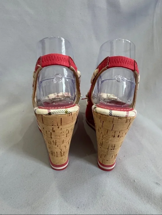 ✨ Coach “Twirling” Heritage Archive Plaid Bow Cork Wedges | Size 8.5B - Picture 3 of 8